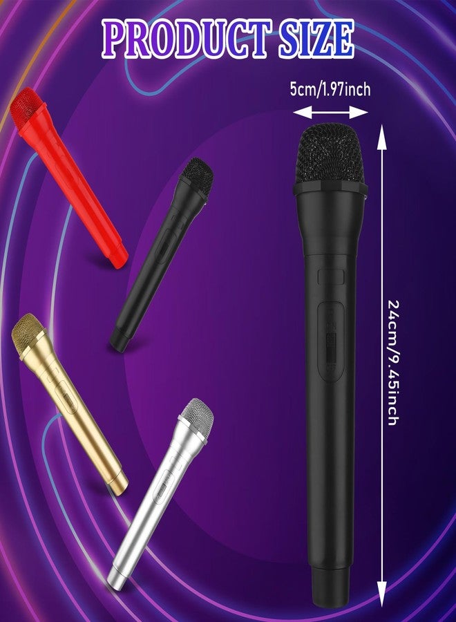 CoscosX 4 Pieces Microphone Prop Play Plastic Toy Microphone Fake Micro-Phone Prop Simulate Speech Fake Practice Plastic Micro Simulators for Costume Party Favors, 4 Color - Image 2